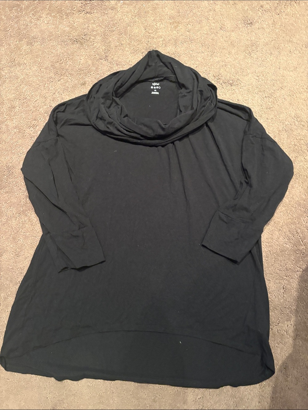 Black Cowl Neck Long Sleeve Tee